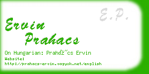 ervin prahacs business card